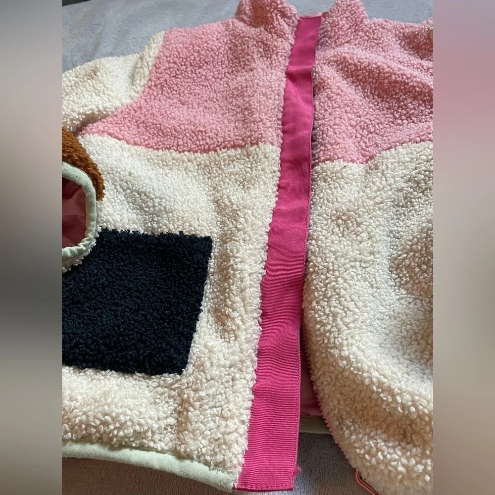 Andy & Evan Reversible Pink and Colorblock Sherpa Jacket